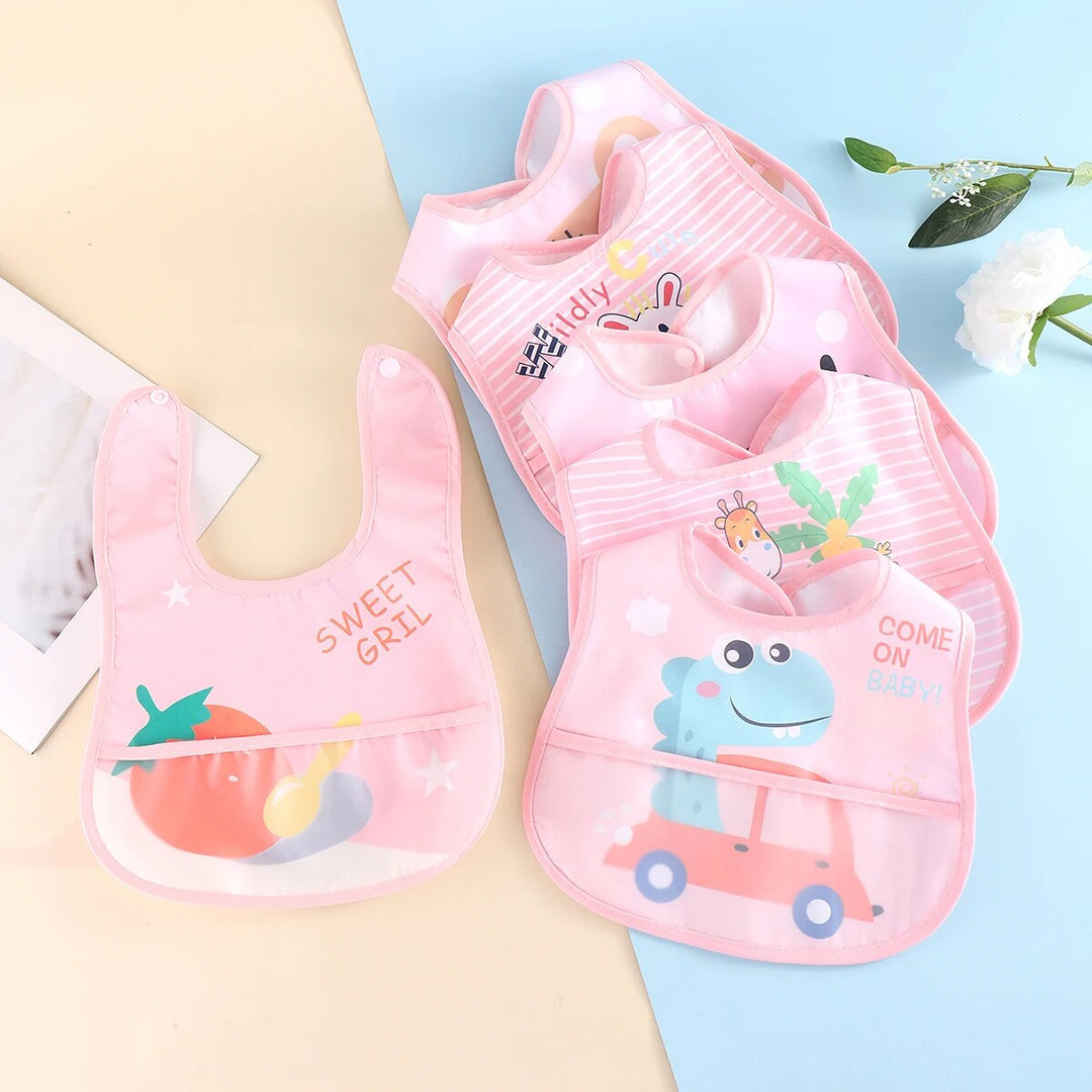 Waterproof Baby Bibs – Adjustable 5 Pieces-Pink - random 5 pieces-State of Style