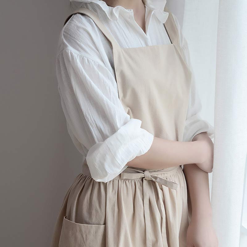 Waterproof Cotton Apron with Convenient Pockets - ChefMate-Beige-State of Style