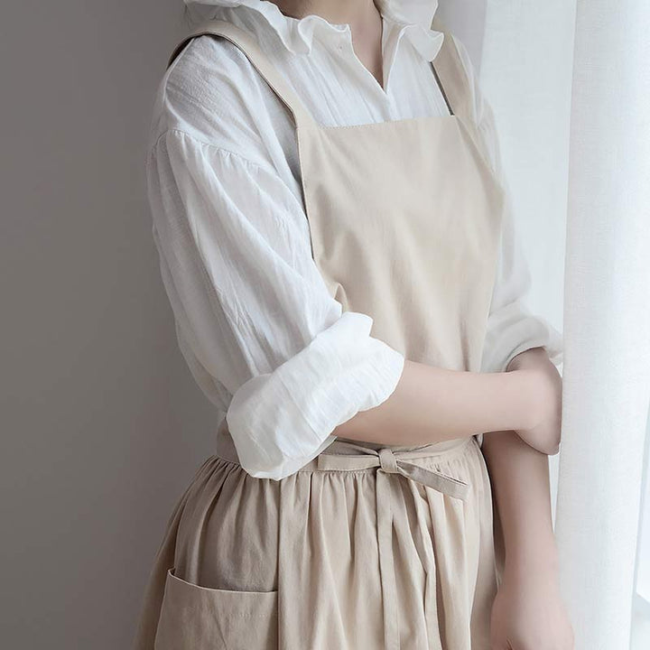 Waterproof Cotton Apron with Convenient Pockets - ChefMate-Beige-State of Style