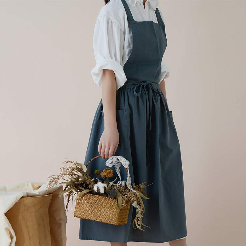 Waterproof Cotton Apron with Convenient Pockets - ChefMate-Blue-State of Style
