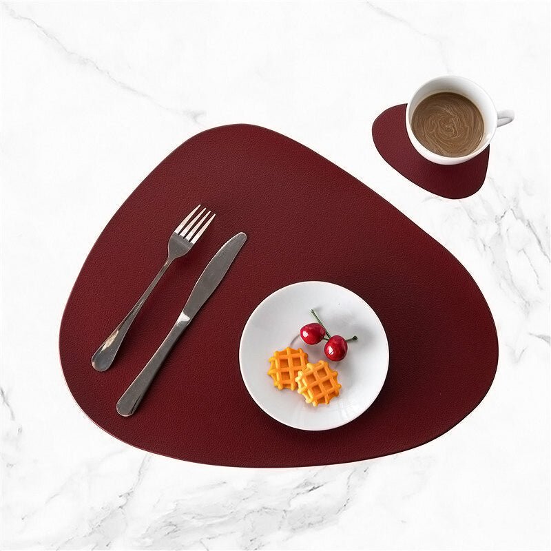 Waterproof Leather Placemat Set - Tablevo-Bordeaux red-State of Style
