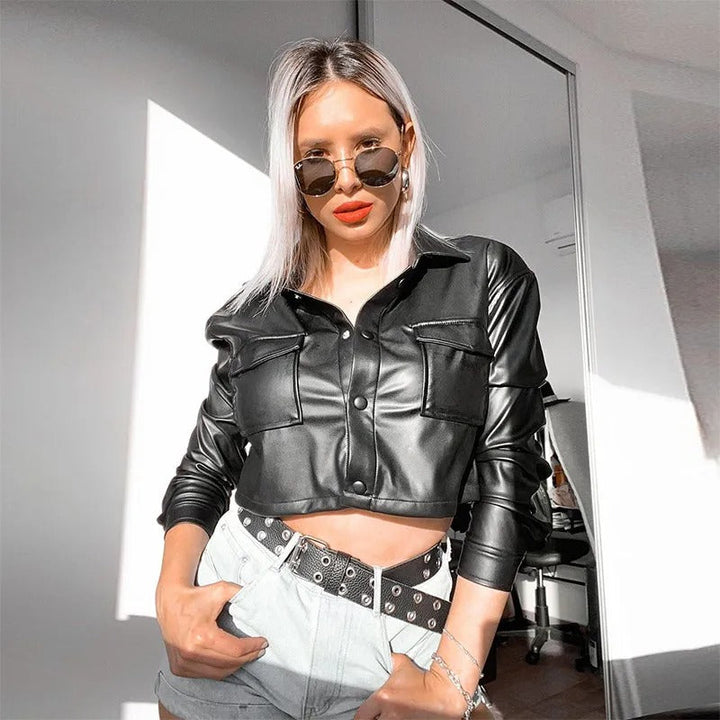 Waterproof Leather Summer Jacket for Women – Celeste-Black-S-State of Style