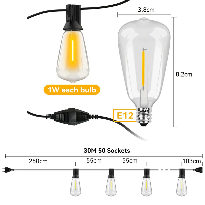 Waterproof LED Light String - LumiGlow-30 M-State of Style