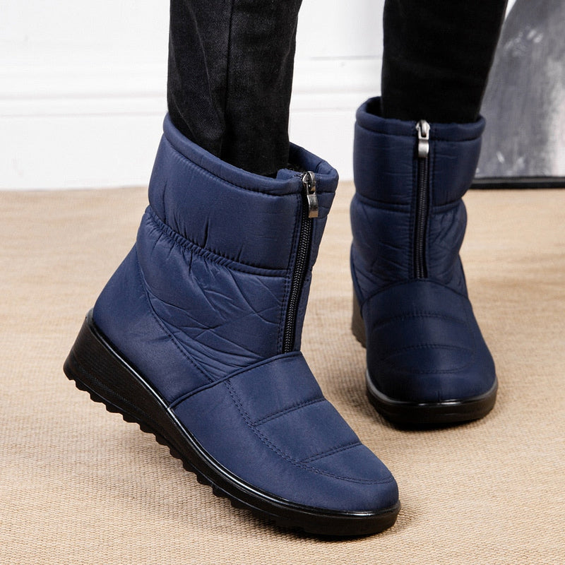 Waterproof Lined Mid-Height Women's Snow Boots - Clara Snow Walk Pro-Blue-5.0-State of Style
