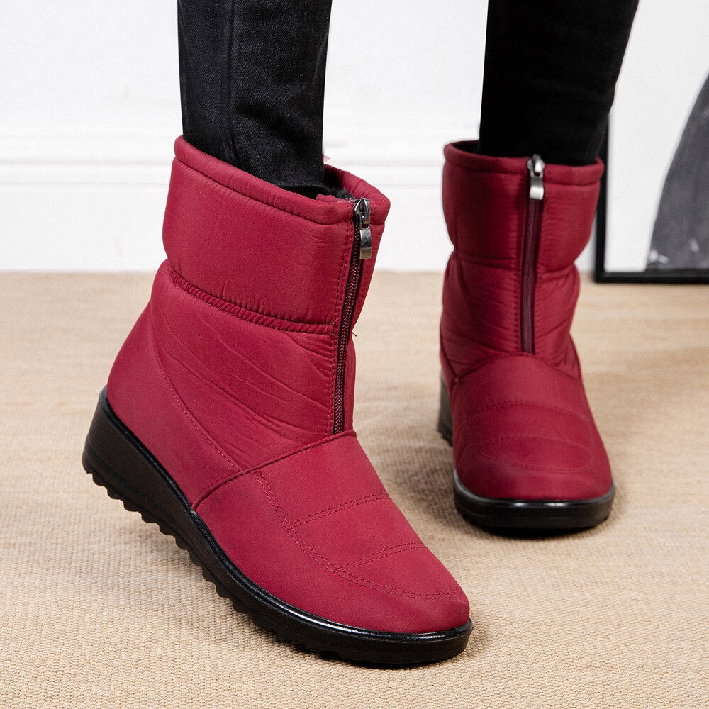Waterproof Lined Mid-Height Women's Snow Boots - Clara Snow Walk Pro-Red-5.0-State of Style