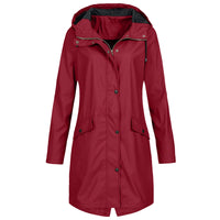 Waterproof Oversized Hooded Raincoat-BURGUNDY-S-State of Style