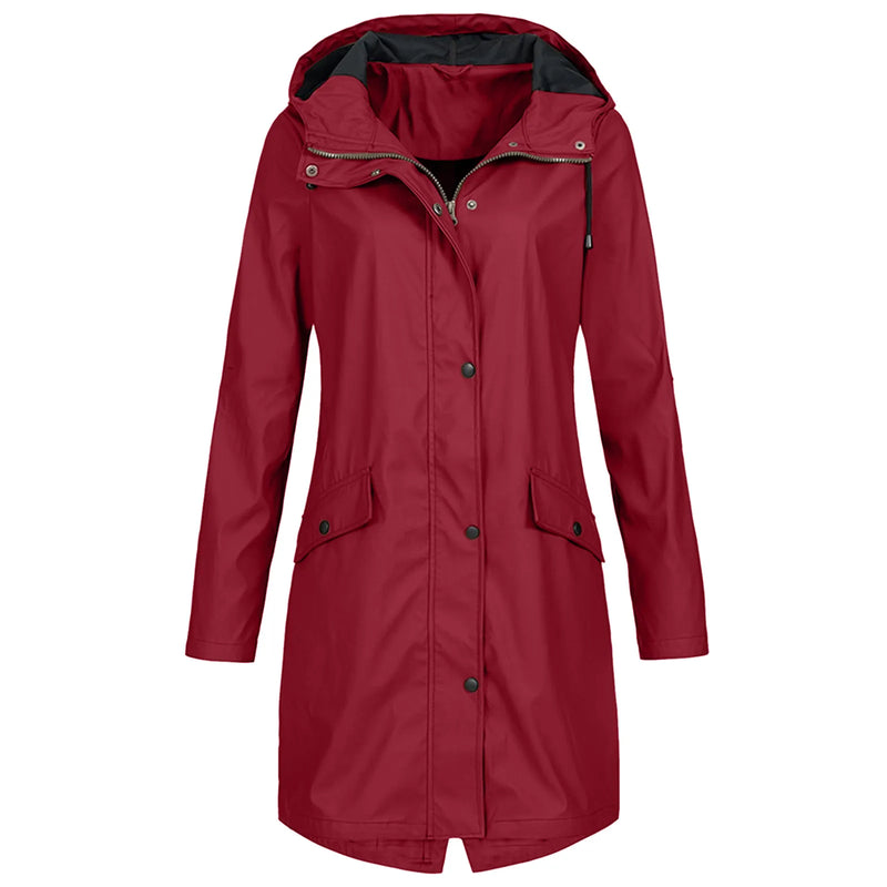 Waterproof Oversized Hooded Raincoat-BURGUNDY-S-State of Style