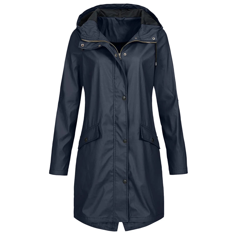 Waterproof Oversized Hooded Raincoat-NAVY BLUE-S-State of Style