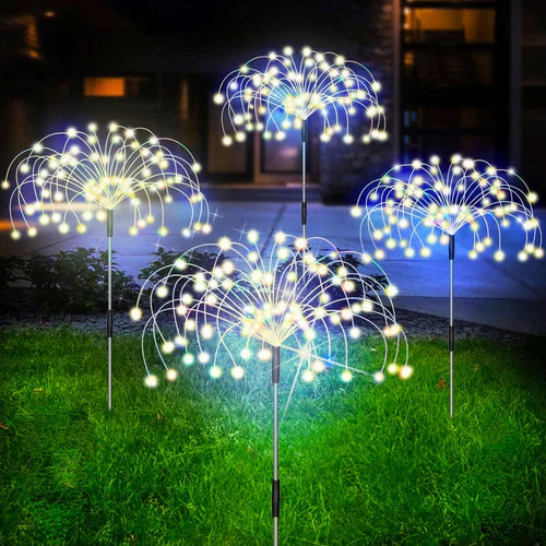 Waterproof Solar Garden Light with Firework Effect – SparkGlow-White-State of Style