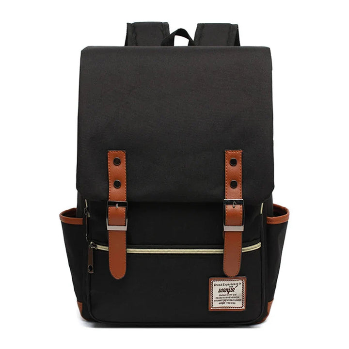Waterproof Unisex Oxford Backpack – Valtro-Black (White Zipper)-State of Style