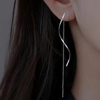 Wave Threader Earrings | Stylish Women's Jewellery-SILVER-State of Style