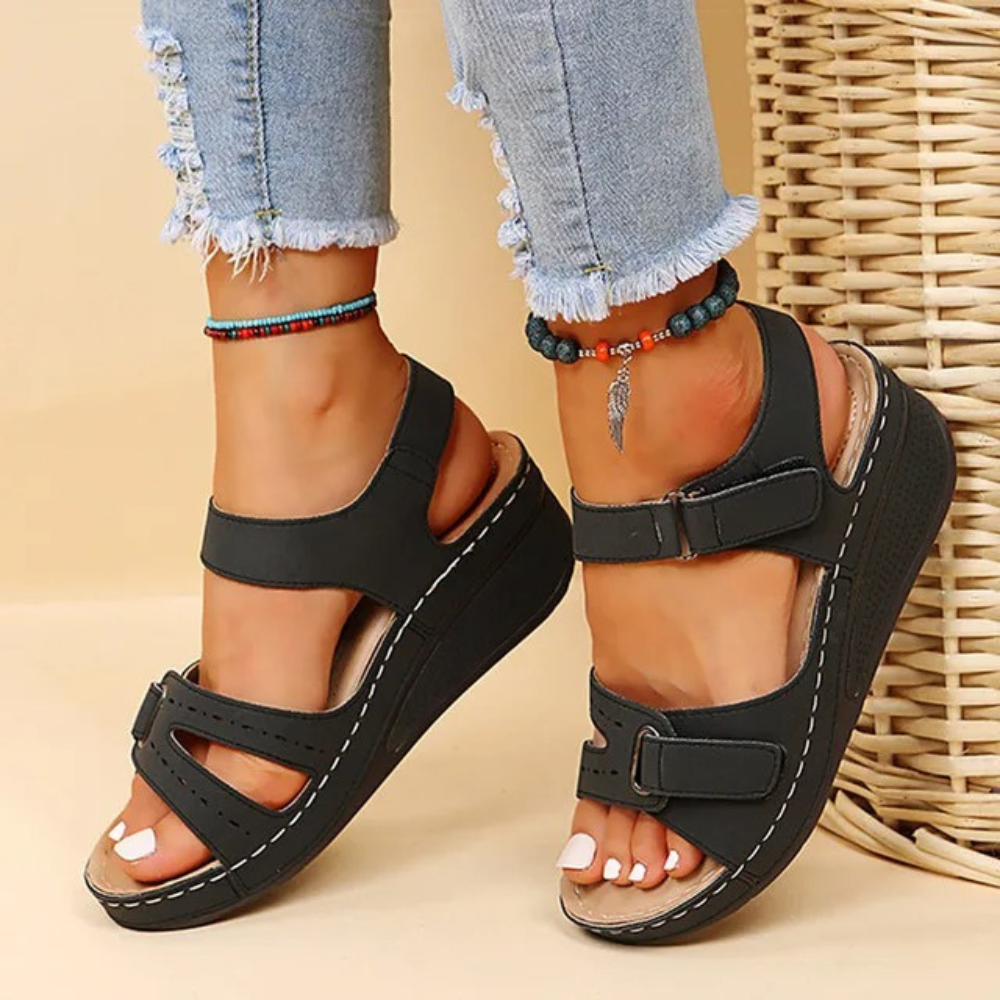 Wedge Heel Orthopaedic Sandals | Pain Relief Footwear-Cream-3.0-State of Style