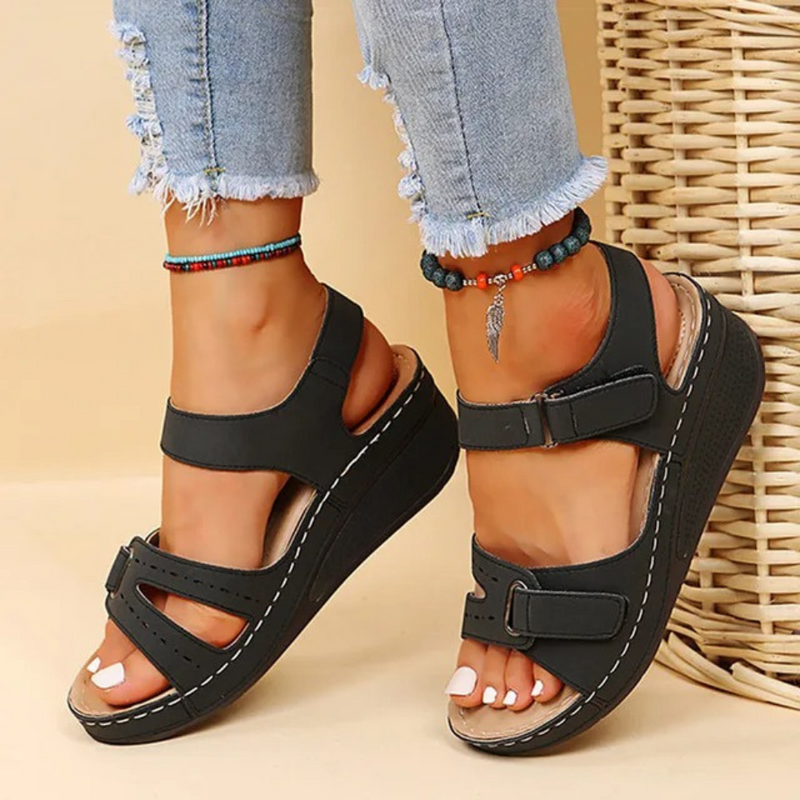 Wedge Heel Orthopaedic Sandals | Pain Relief Footwear-Cream-3.0-State of Style