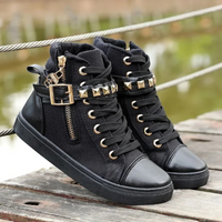 White Leather High Sneakers with Zip for Ladies - Ava-White-4-State of Style