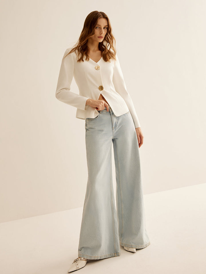 White Slim Fit Ladies Blazer - Clara-XS-State of Style
