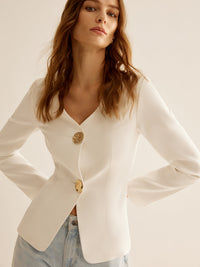 White Slim Fit Ladies Blazer - Clara-XS-State of Style