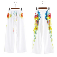 Wide-cut summer trousers made of chiffon – Liana-White-S-State of Style