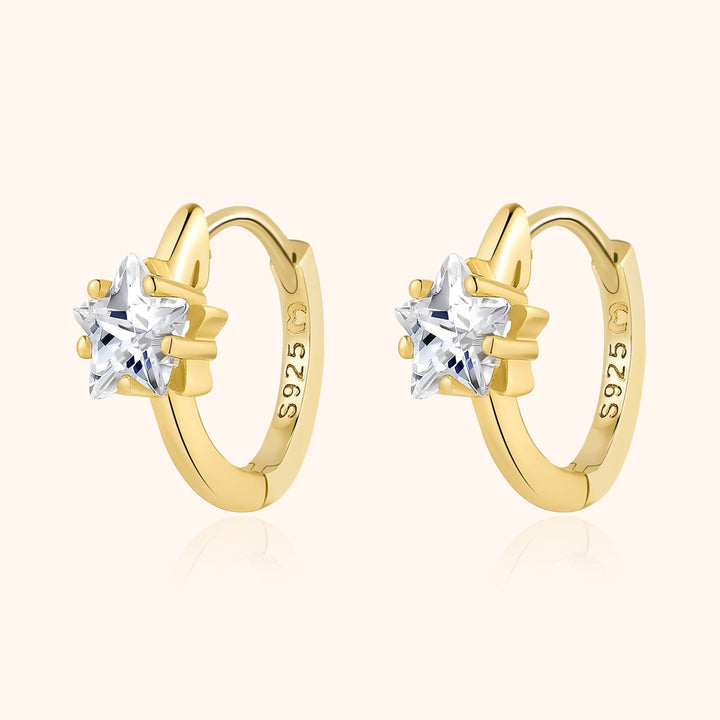 Wide Hoop Earrings with Star Zirconia - Lunara-Gold-State of Style