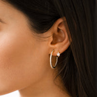 Wide Hoop Earrings with Star Zirconia - Lunara-Silver-State of Style