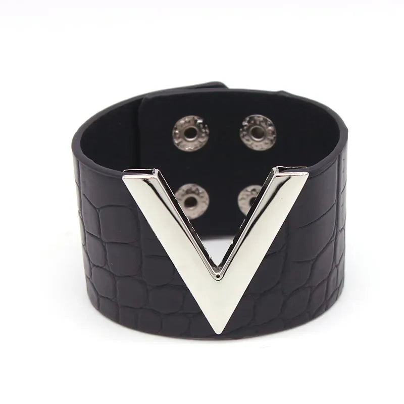 Wide Leather Wrap Bracelet | Stylish and Versatile-BLACK SILVER-State of Style