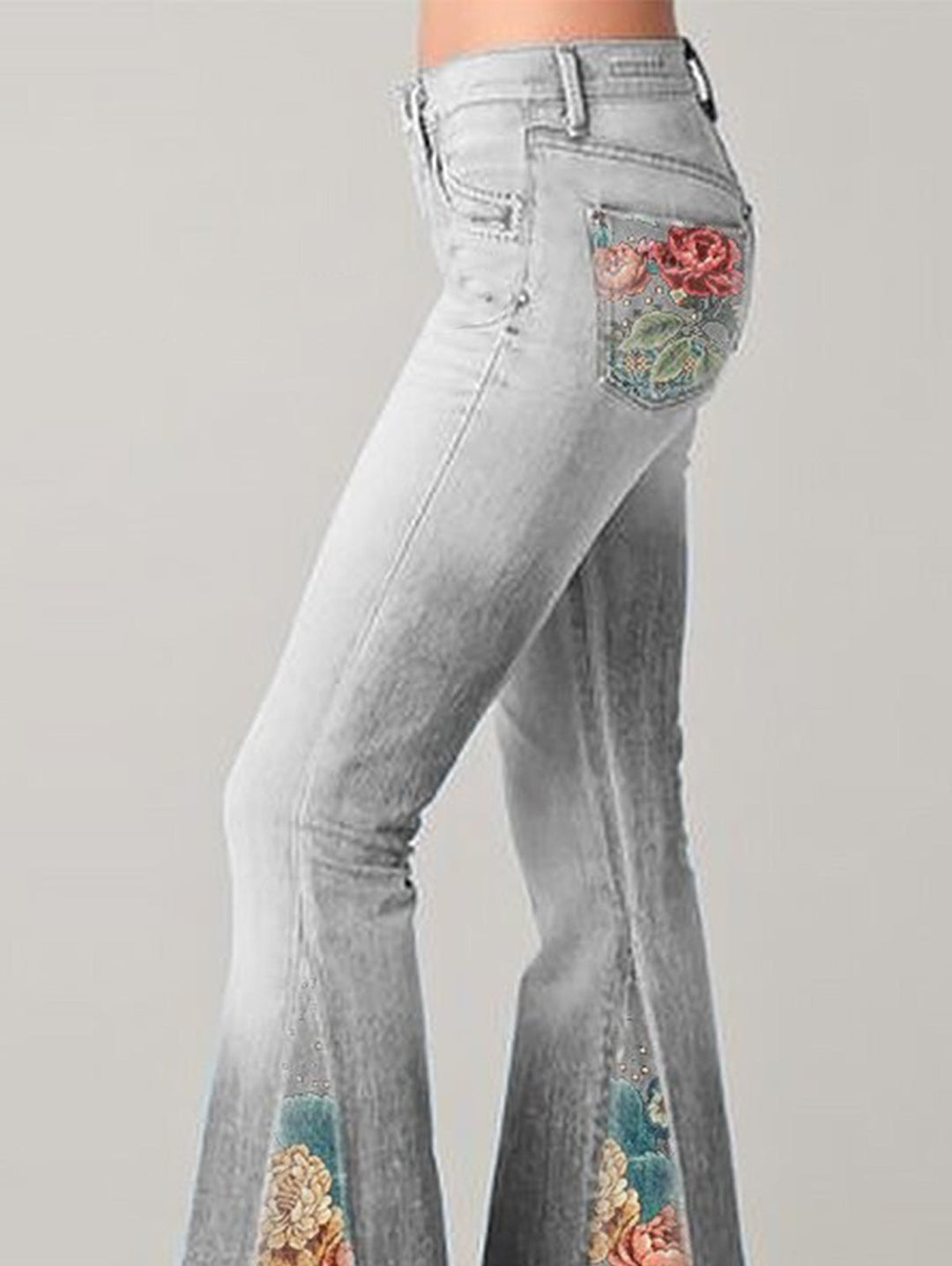 Wide Leg Trousers with Trendy Floral Print - Luna-Blue-S-State of Style