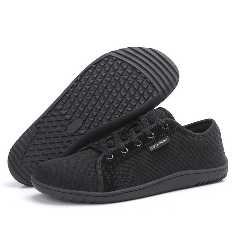 Wide Zero Drop Sneakers - StrideEase-3.5-Black-State of Style