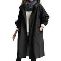 Windproof Ladies' Trench Coat with Hood - Luna-Black-S-State of Style