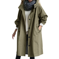 Windproof Ladies' Trench Coat with Hood - Luna-Green-S-State of Style