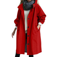 Windproof Ladies' Trench Coat with Hood - Luna-Red-S-State of Style