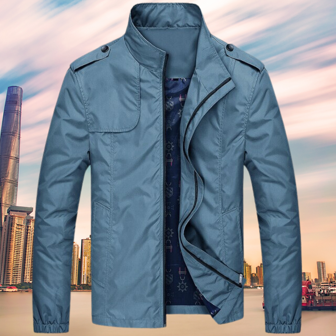 Windproof Men's Jacket with Collar - Camden-Blue-M-State of Style