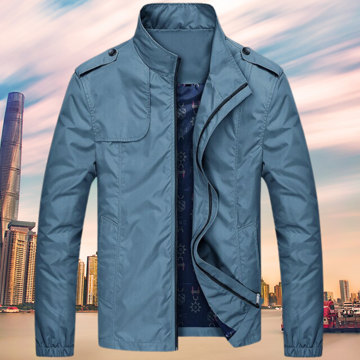 Windproof Men's Jacket with Collar - Camden-Blue-M-State of Style
