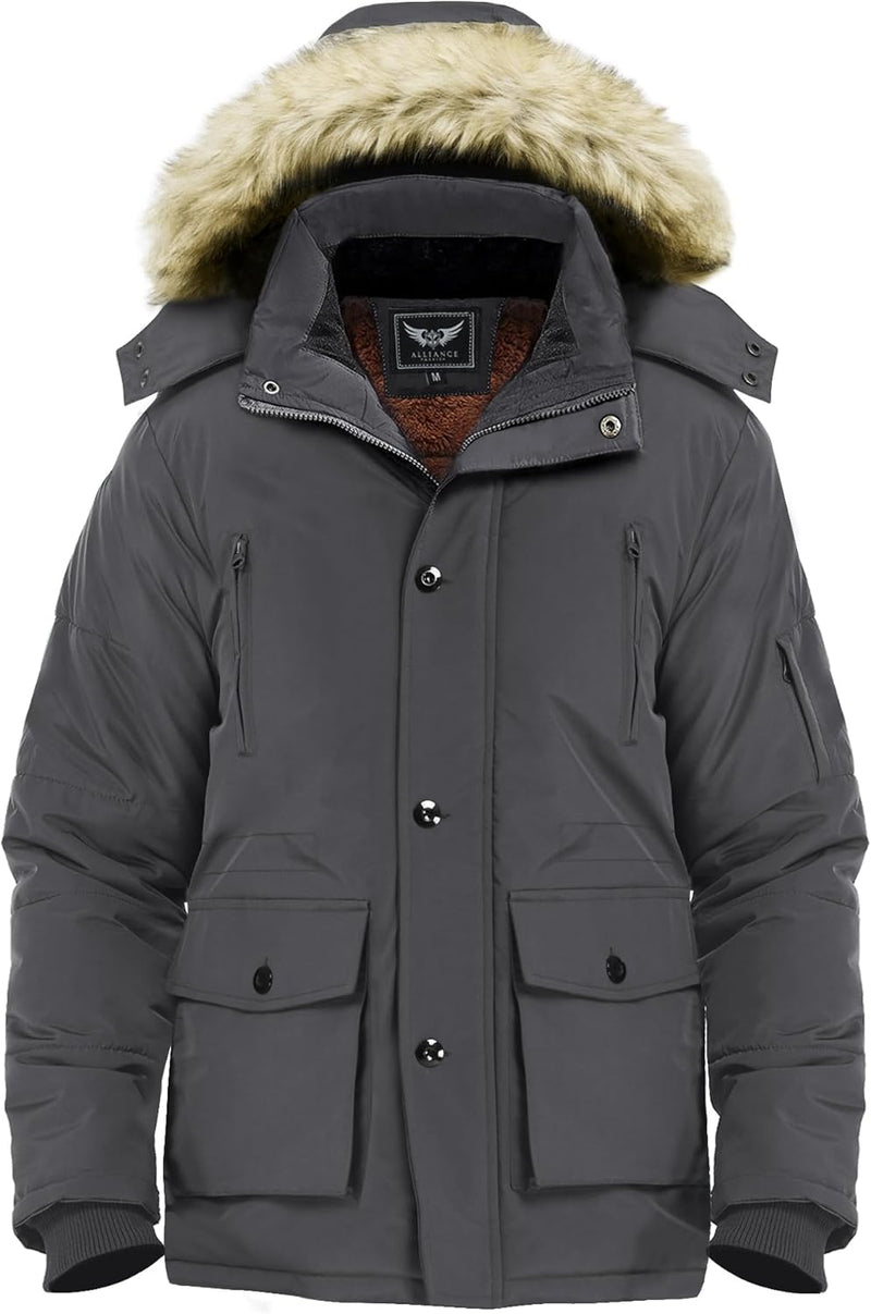 Winter coat with removable hood for men - Gabriel-Grey-S-State of Style