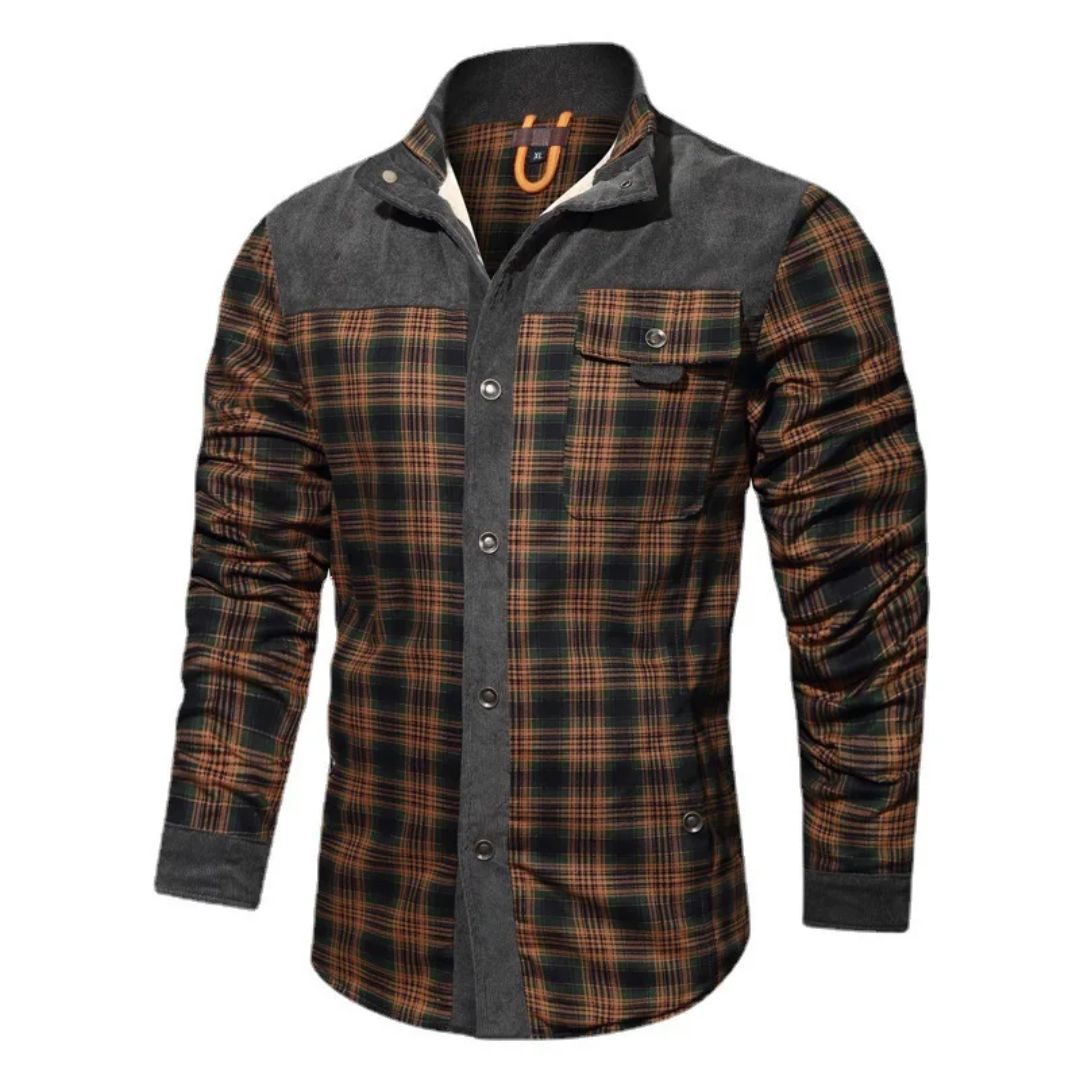 Winter Cotton Shirt Josiah – Business Casual & Warm Outerwear-Grey Khaki-S-State of Style