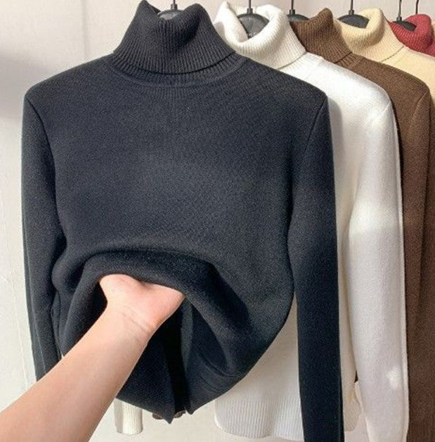 Winter Fleece Knitted Turtleneck – Evelyne-Black-S-State of Style