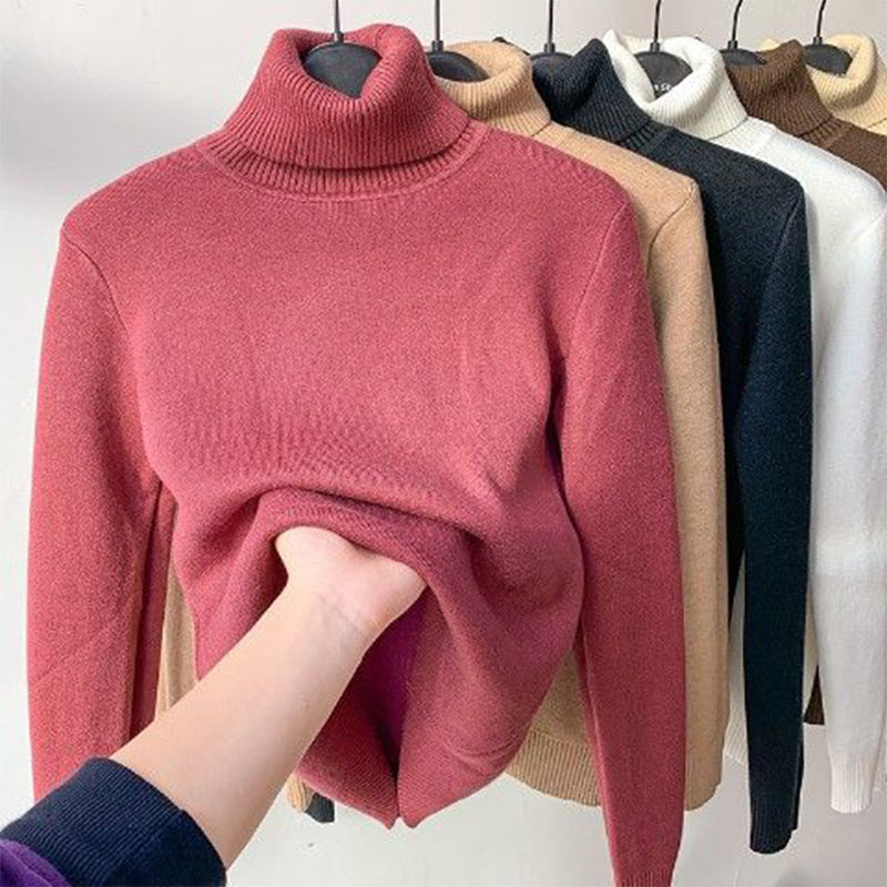 Winter Fleece Knitted Turtleneck – Evelyne-Pink-S-State of Style