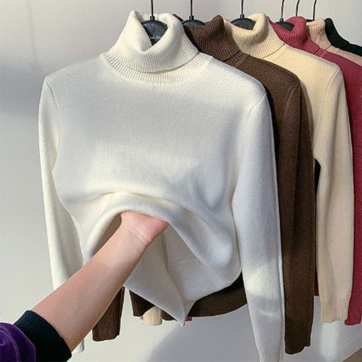 Winter Fleece Knitted Turtleneck – Evelyne-White-S-State of Style