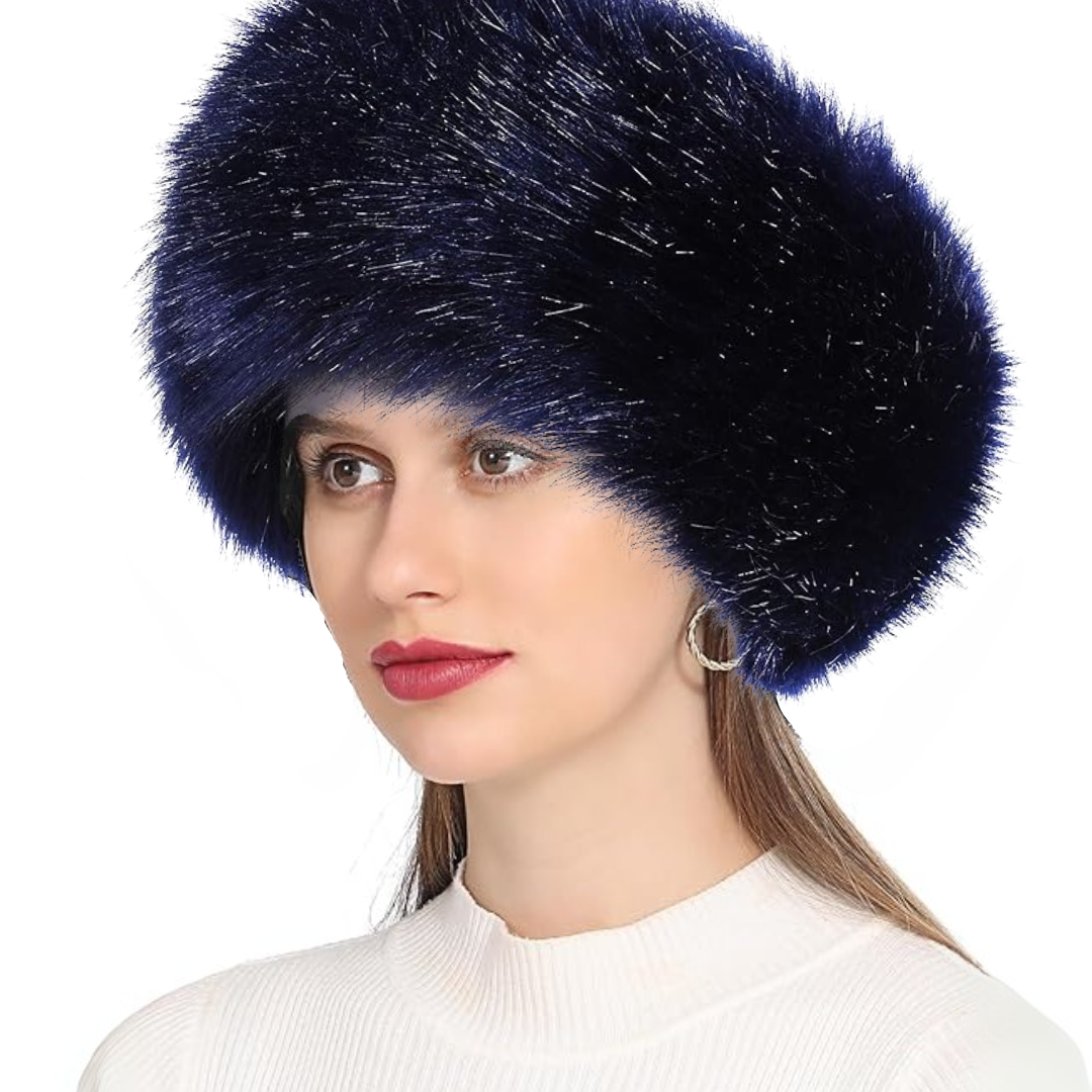 Winter Headband made of Imitation Fur – Olga-Marine blue-State of Style