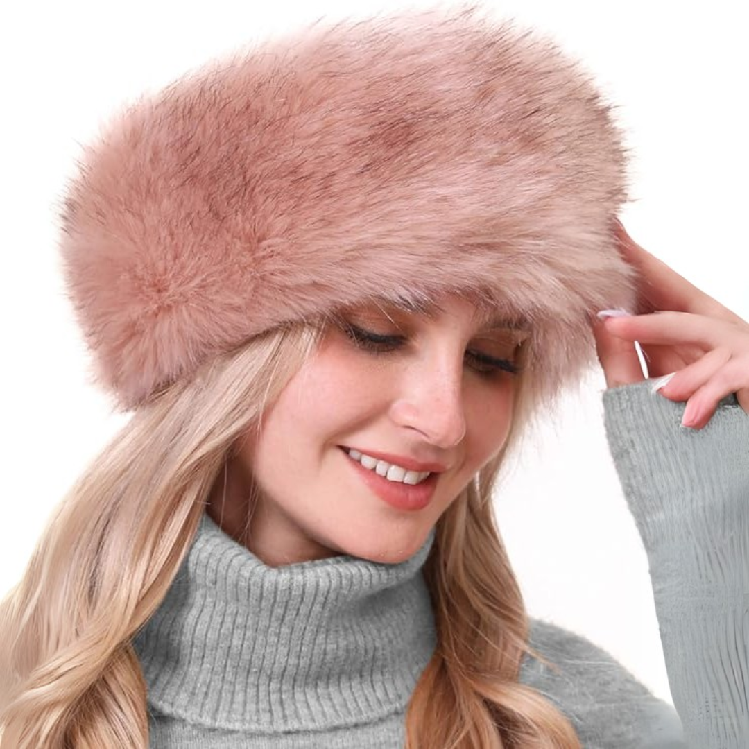 Winter Headband made of Imitation Fur – Olga-Pink-State of Style