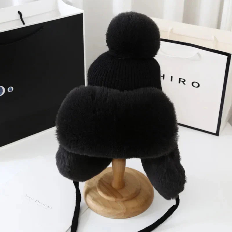 Winter Shield Earflap Ski Hat for Women - Tressa-Black-State of Style