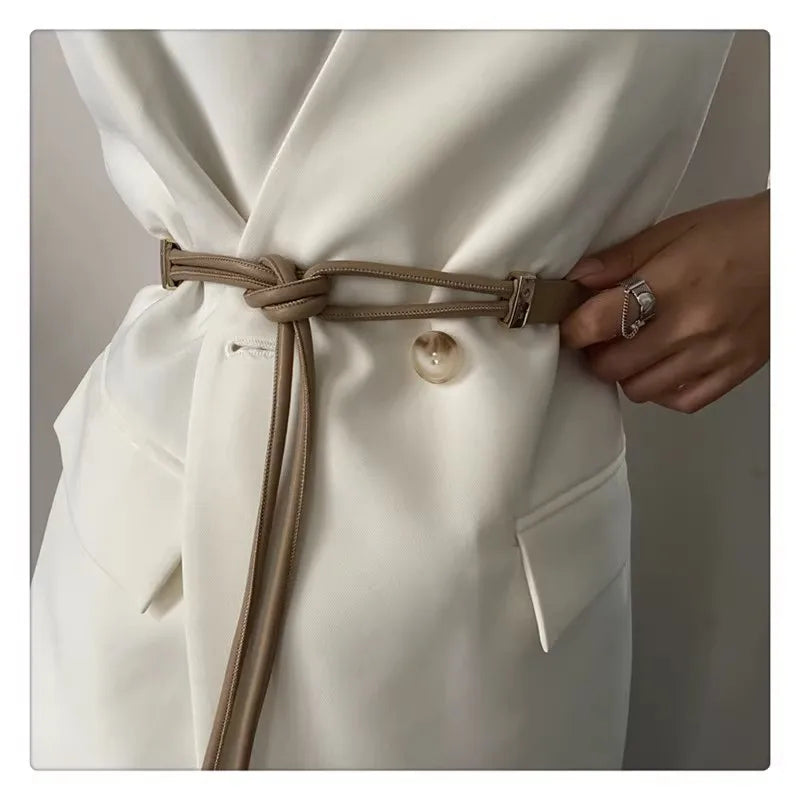 Winter Wonderland Knot Accessory – Stylish PU Waist Belt-Khaki-State of Style