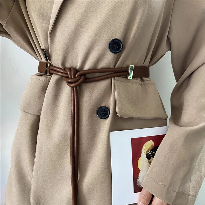 Winter Wonderland Knot Accessory – Stylish PU Waist Belt-Khaki-State of Style