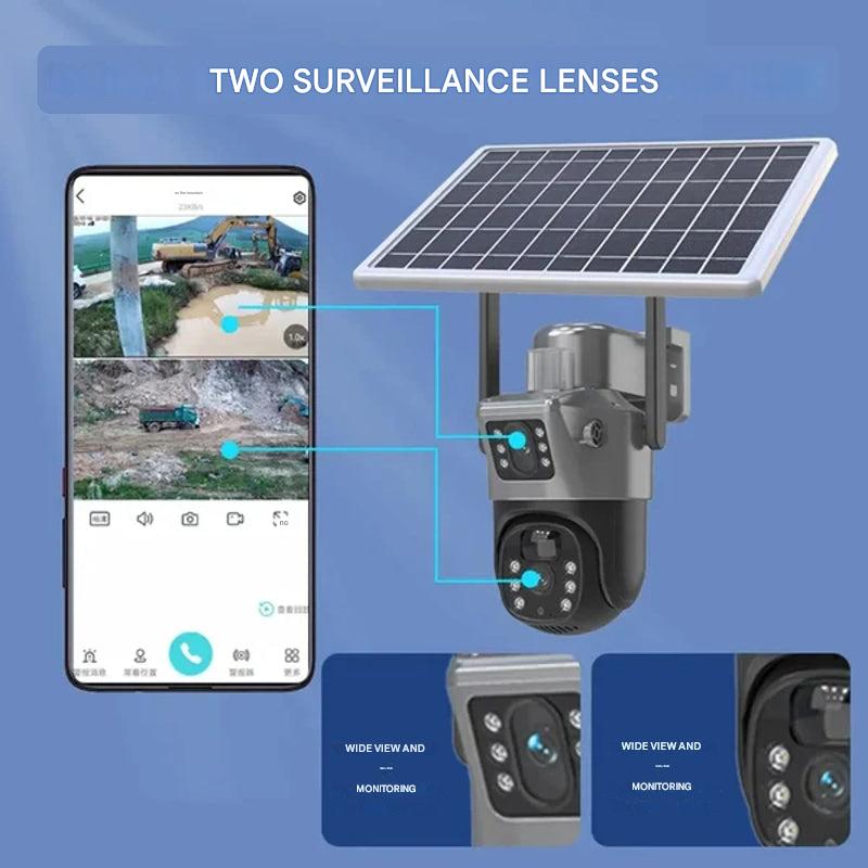 Phone screen showing two stacked live views from the camera's two lenses, with close-ups of each lens 13