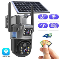 Camera with feature icons, a 4G logo, a hand holding SIM cards and an app icon 3