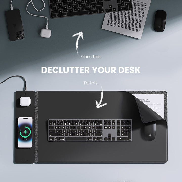Wireless Rechargeable Desk Mat - ChargePad Flex-Black-State of Style