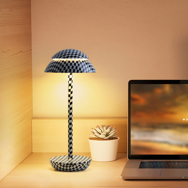 Wireless Rechargeable Table Lamp with LED Lighting - GlowBeam-Black and White Check-State of Style