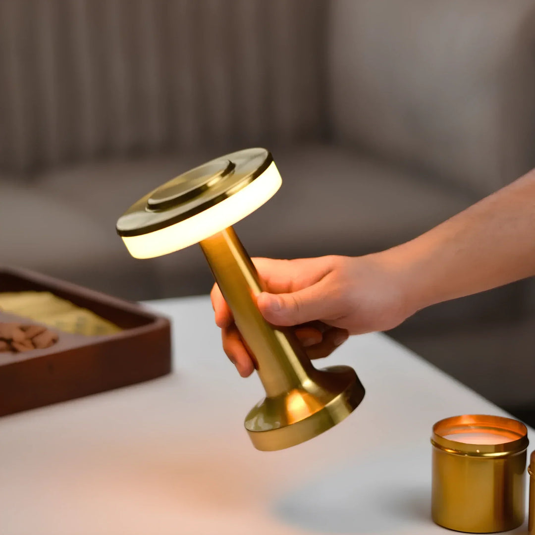 Wireless Retro Table Lamp - LumiBar-Gold-State of Style