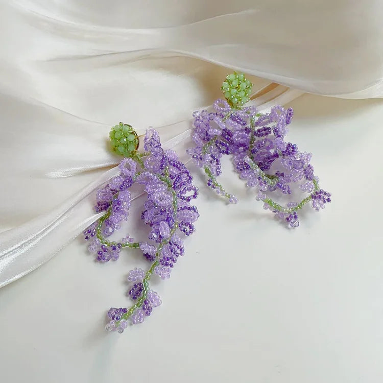 Wisteria Tassel Earrings with Forest Theme - Aurelia-State of Style