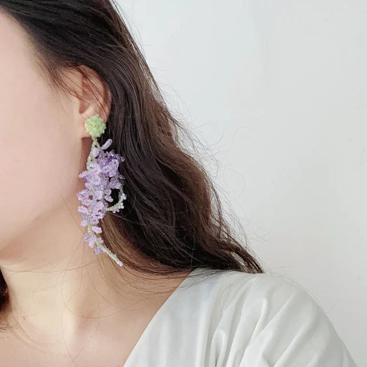 Wisteria Tassel Earrings with Forest Theme - Aurelia-State of Style