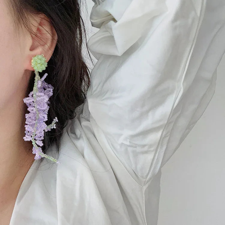 Wisteria Tassel Earrings with Forest Theme - Aurelia-State of Style