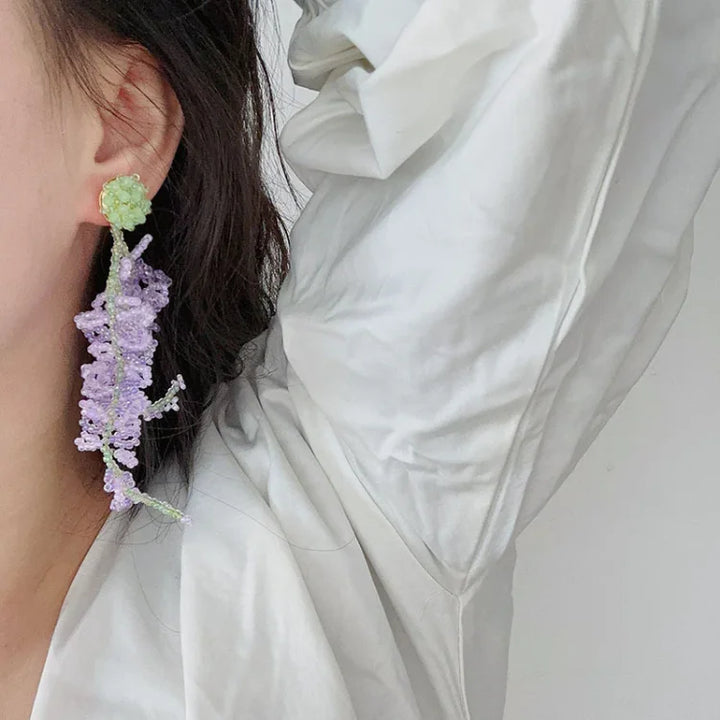 Wisteria Tassel Earrings with Forest Theme - Aurelia-State of Style